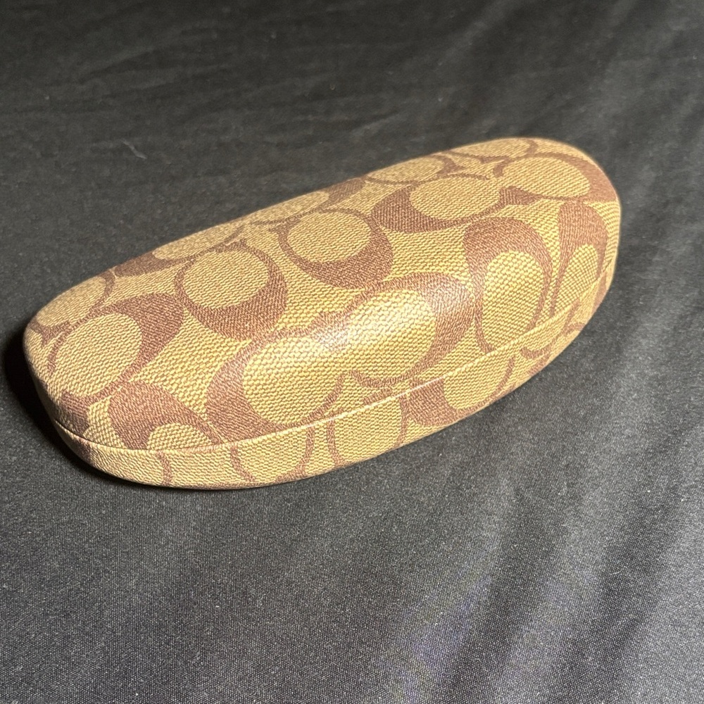 Coach Brown Signature Pattern Hard Eyeglass Case